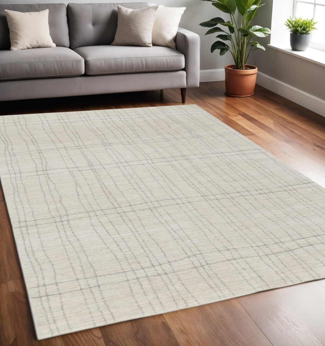 533401 5 x 7 ft. Gray & Ivory Abstract Rectangle Area Rug