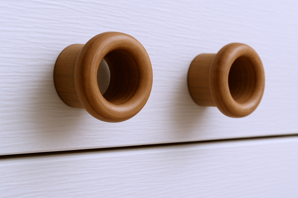 476584 Brown Wood Open Circle Drawer Pull Knobs - Set of 2
