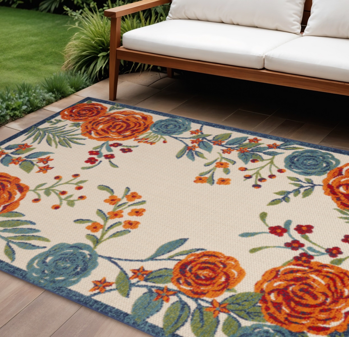 548120 9 x 12 ft. Multi Color Floral Indoor & Outdoor Rectangle Area Rug