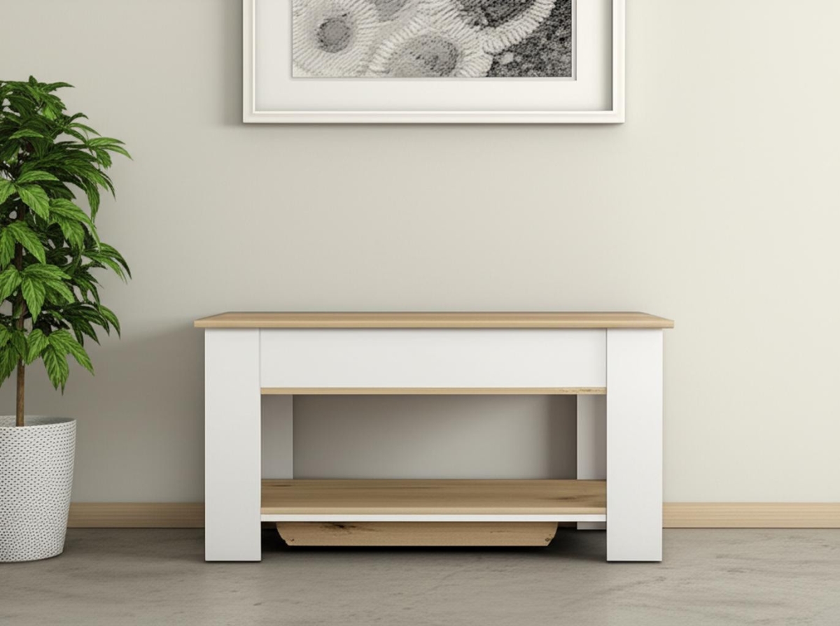 535165 40 in. Oak & White Storage Bench with Flip Top