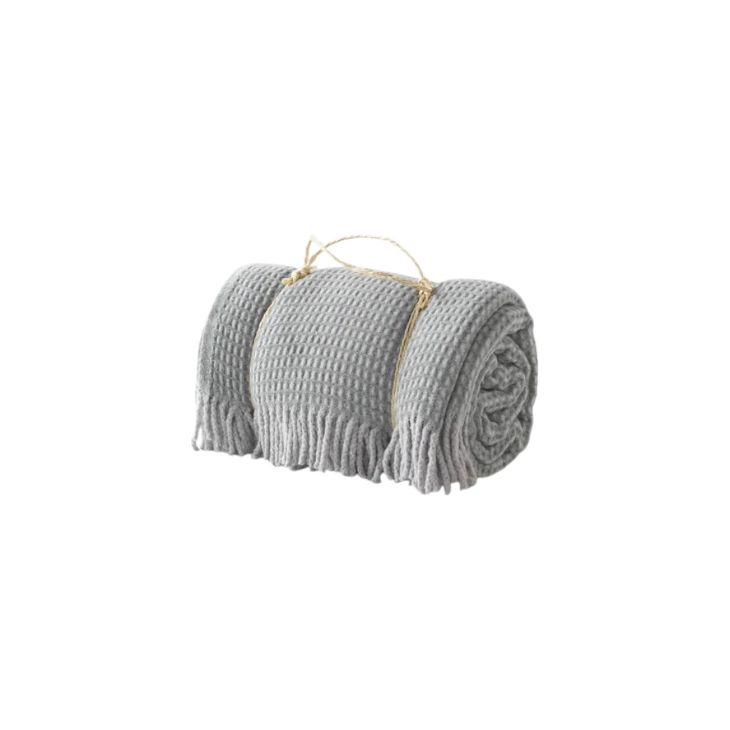 633075 70 x 55 x 1 in. Sage & Gray Cotton Blend Woven Checkered Plush Throw Blanket with Fringe