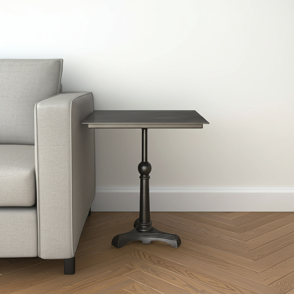 571185 30 in. Brown Iron Square Pedestal End Table