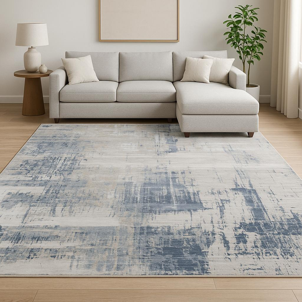 569464 8 x 10 ft. Blue Abstract Hand Knotted Rectangle Area Rug