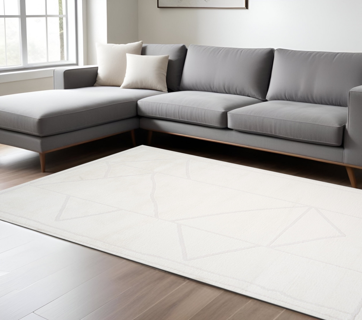 571026 9 x 12 ft. Ivory & Off White Geometric Rectangle Area Rug