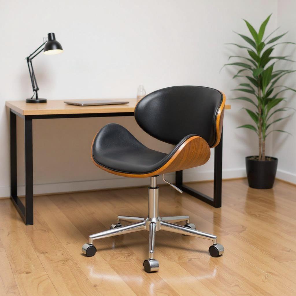 554032 Brown Black & Silver Adjustable Height Swivel Rolling Office Chair