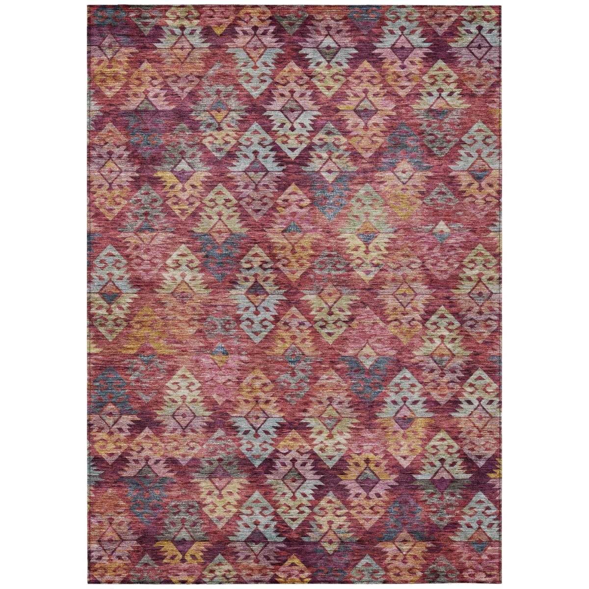 615788 3 x 5 ft. Rust Gold & Blush Aztec Washable Indoor & Outdoor Rectangle Area Rug