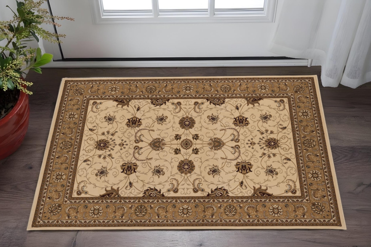 610346 2 x 3 ft. Beige & Brown Oriental Rectangle Area Rug