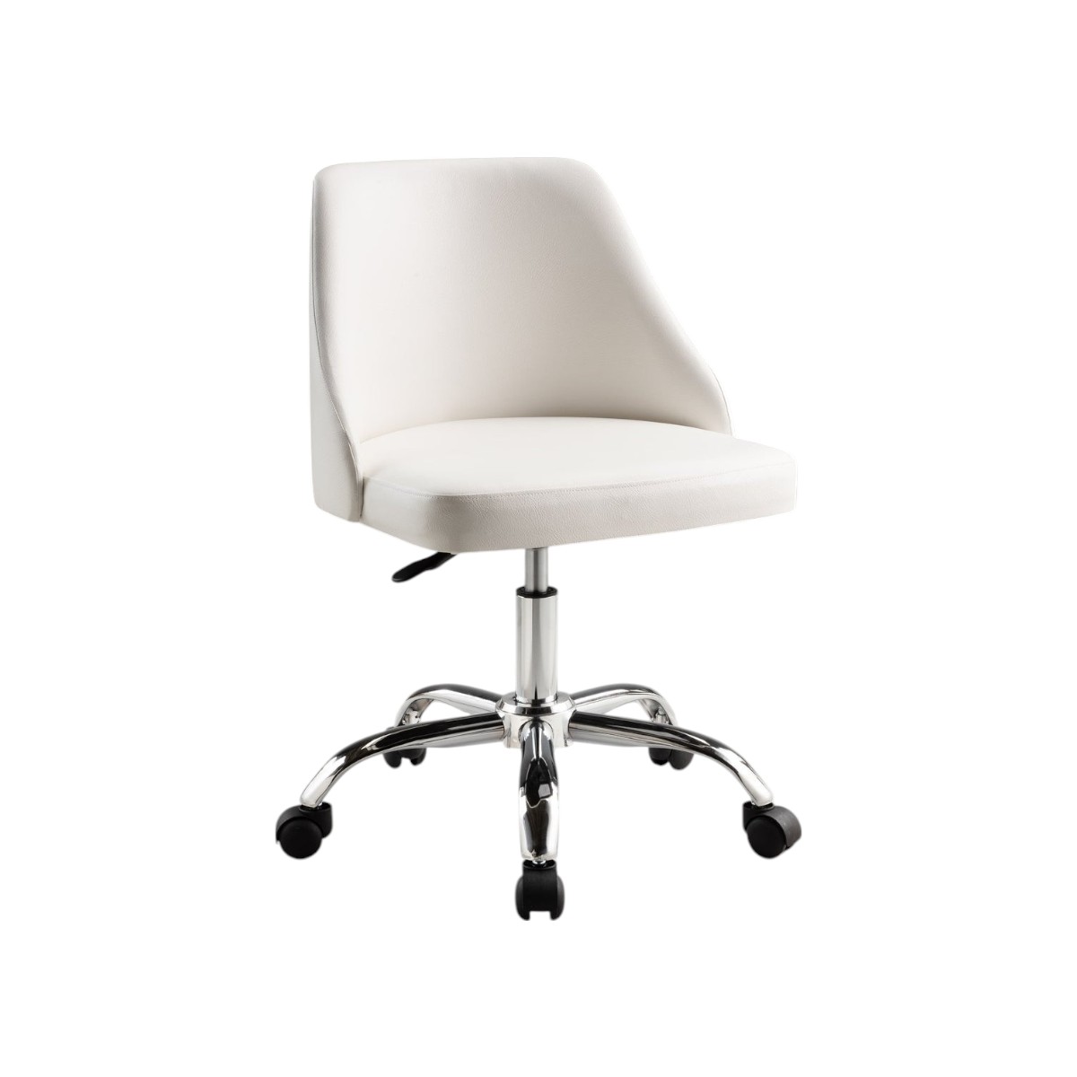 554025 White & Silver Faux Leather Adjustable Height Swivel Rolling Office Chair