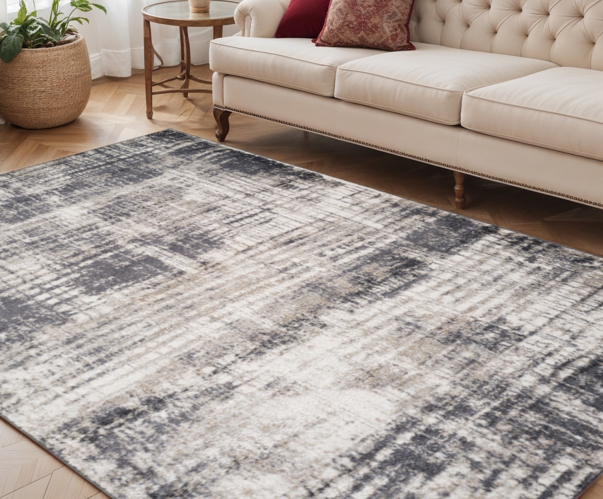 570983 5 x 8 ft. Gray & Ivory Abstract Rectangle Area Rug