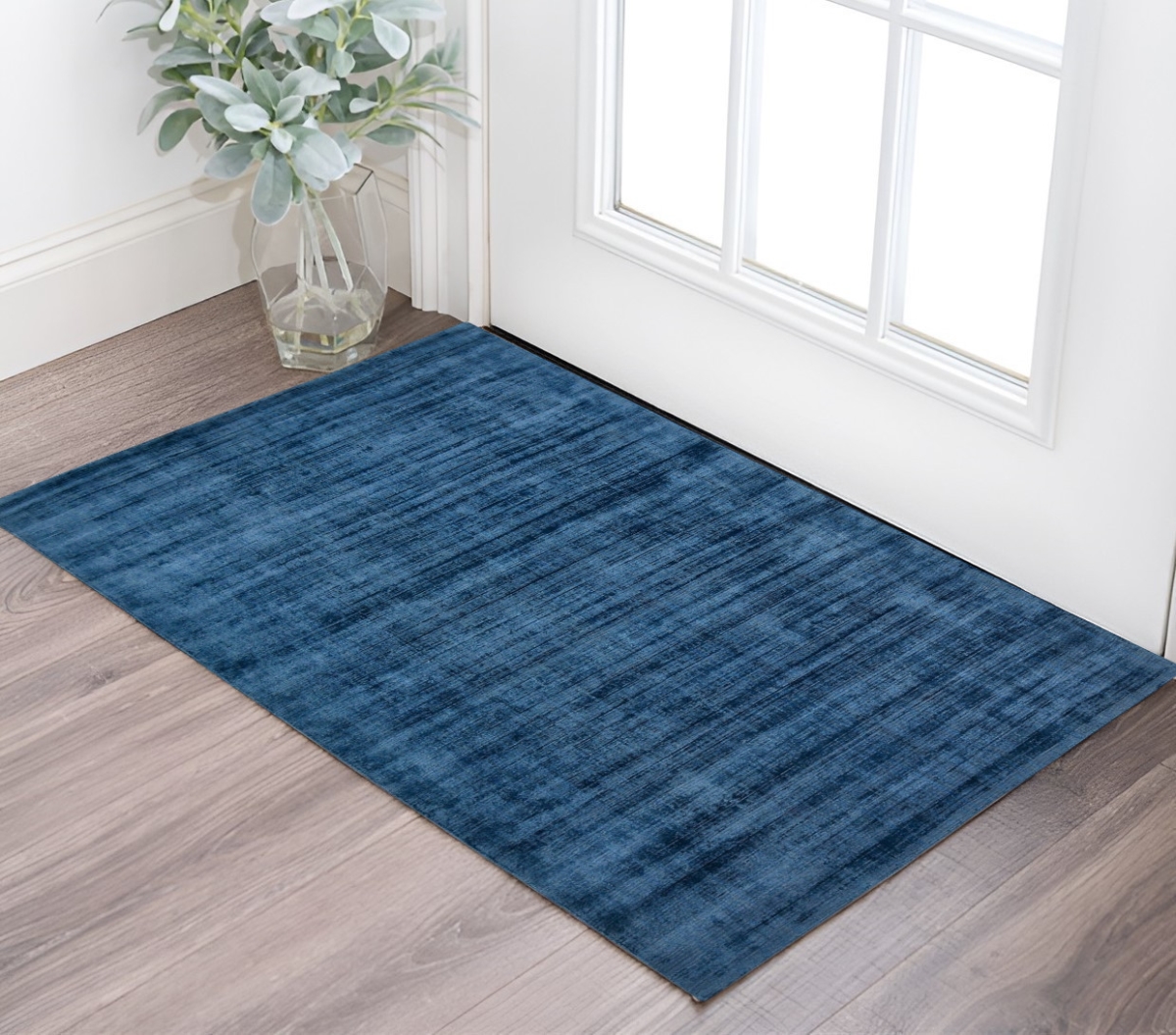 570248 2 x 3 ft. Striped Hand Woven Rectangle Area Rug, Dark Blue