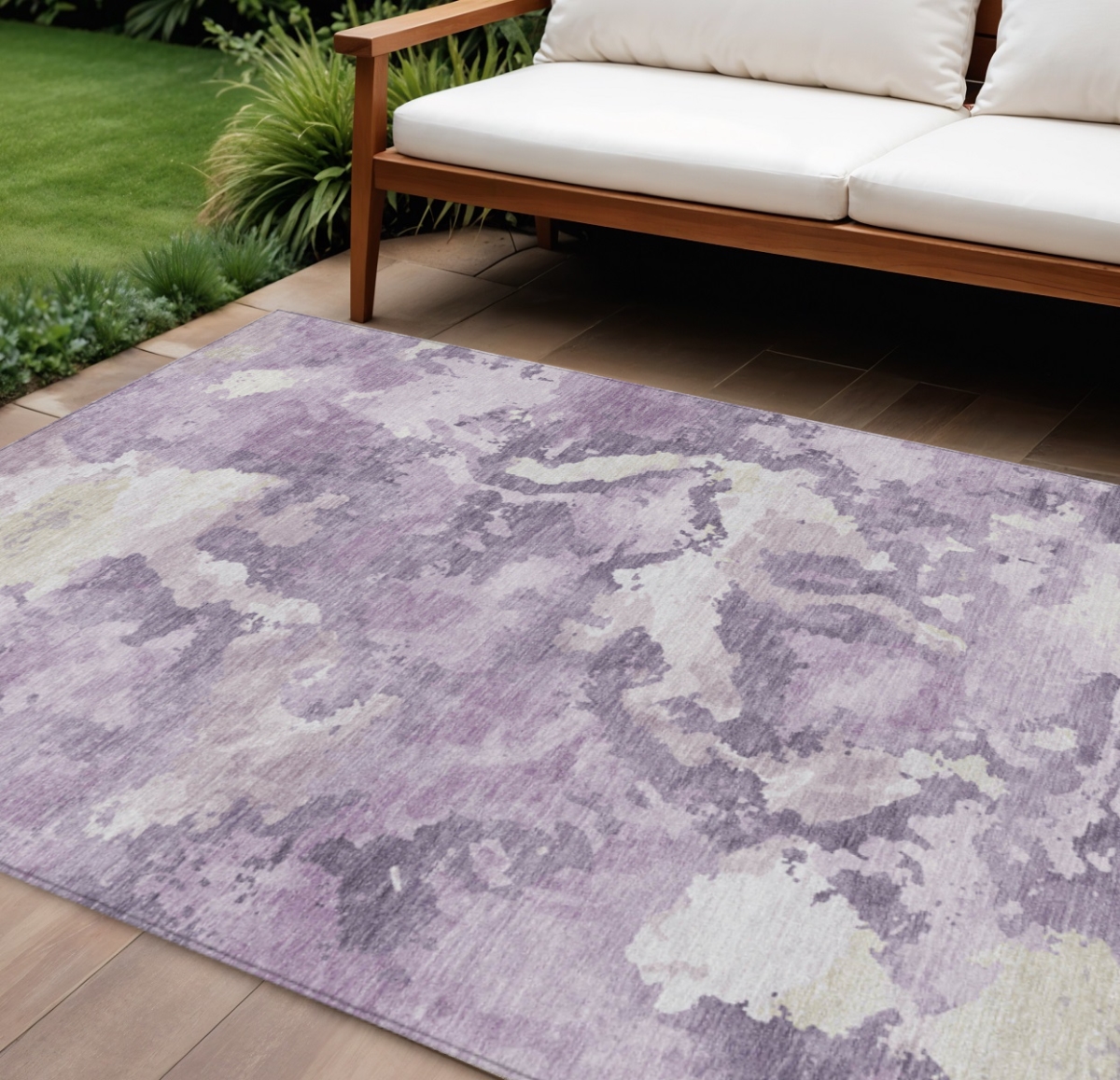 609574 9 x 12 ft. Lavender & Lilac Abstract Washable Indoor & Outdoor Rectangle Area Rug