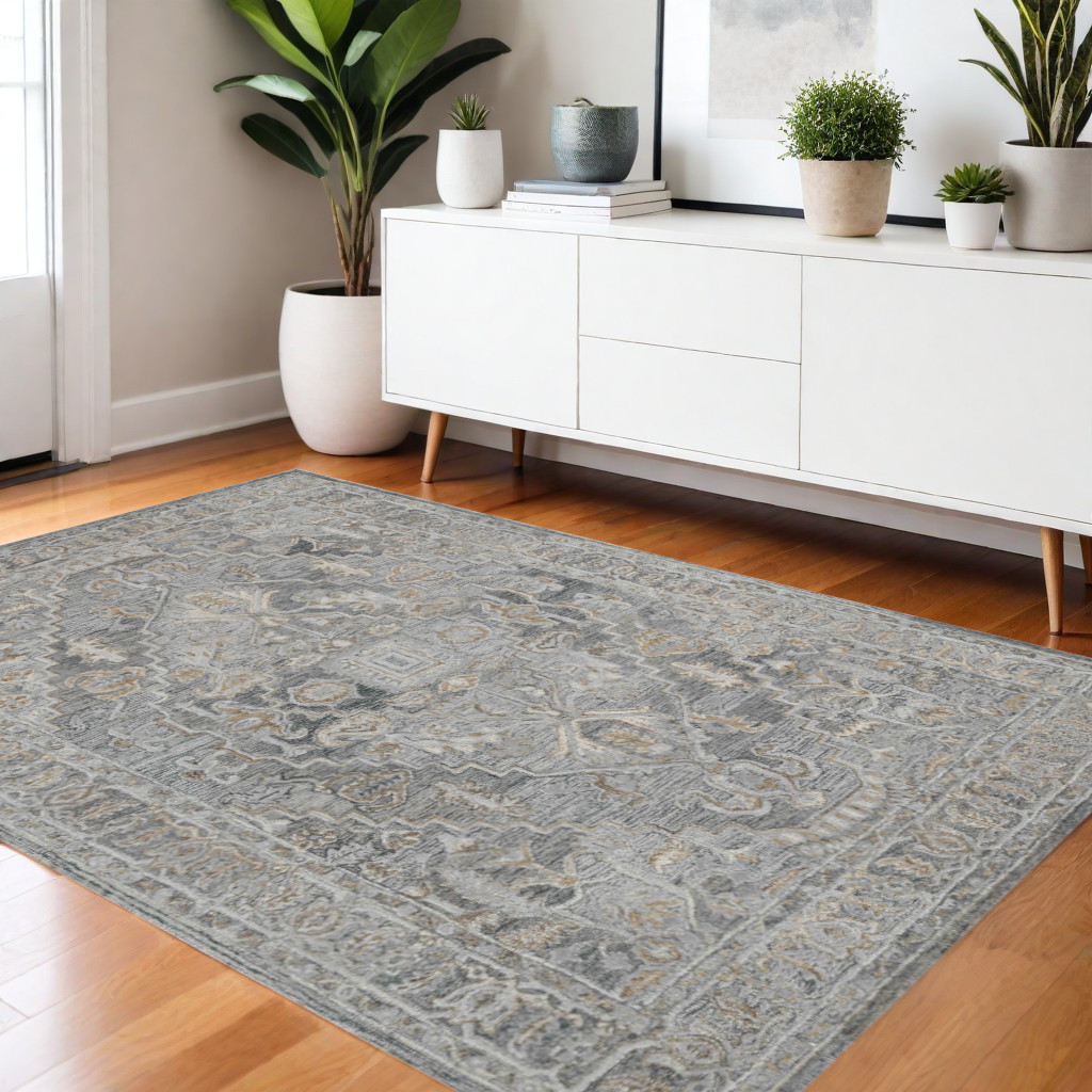 571121 4 x 6 ft. Gray & Brown Wool Oriental Hand Tufted Area Rug