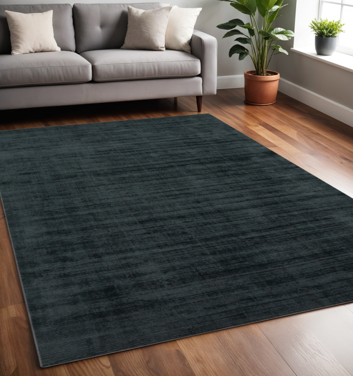 570220 5 x 8 ft. Charcoal & Black Abstract Hand Woven Rectangle Area Rug