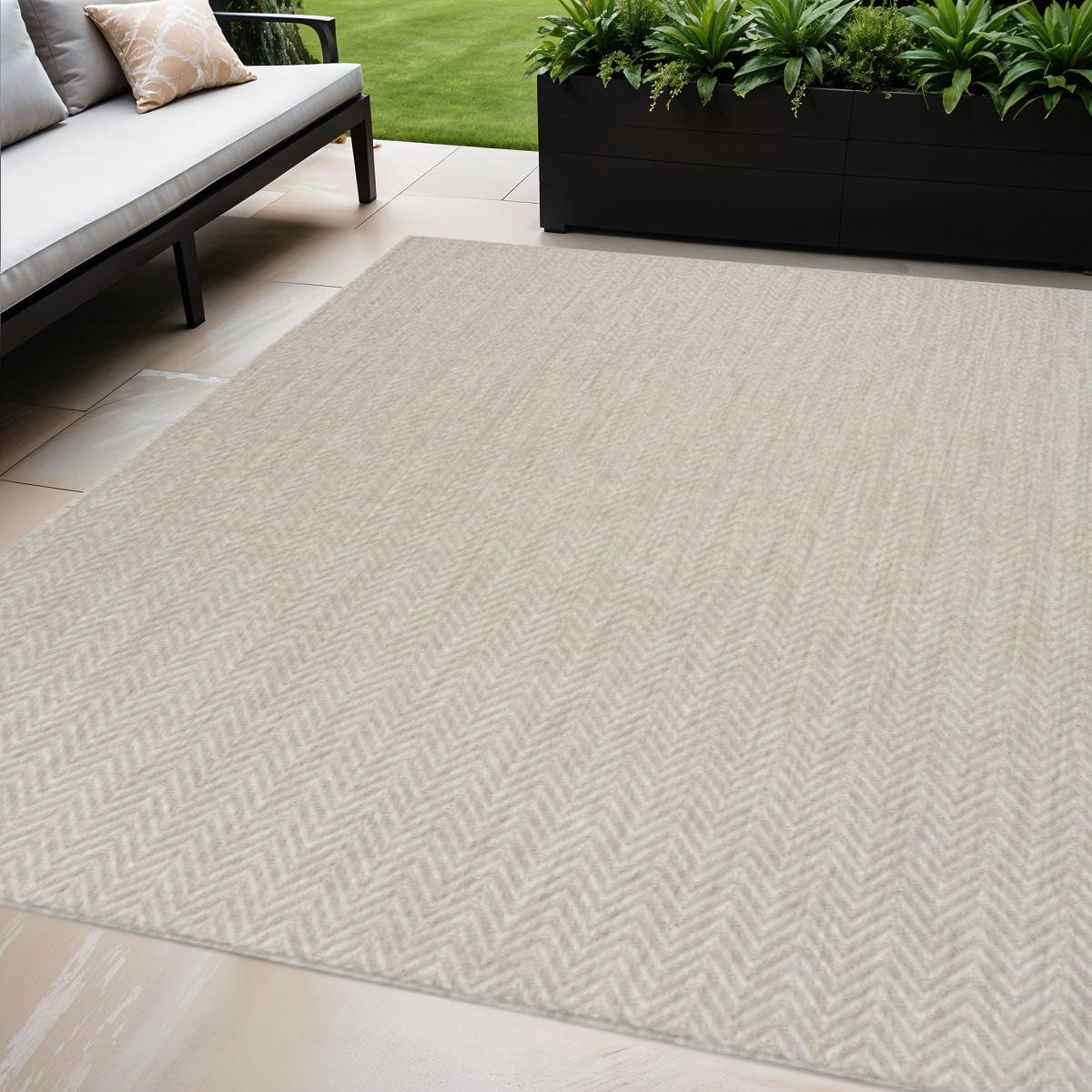 572782 5 x 7 ft. Gray Geometric Indoor & Outdoor Rectangle Area Rug