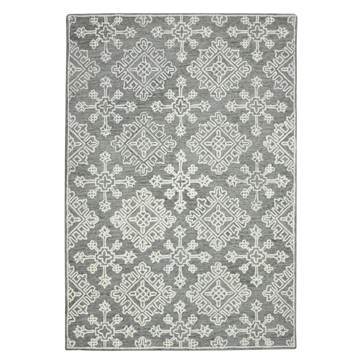 570343 2 x 3 ft. Gray & Ivory Wool Oriental Hand Hooked Rectangle Area Rug