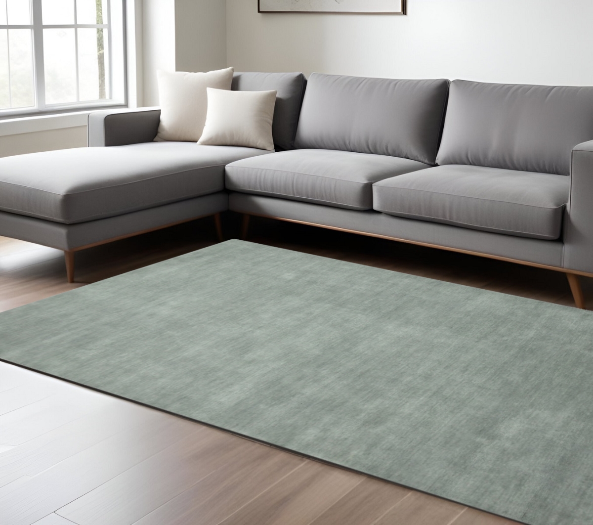 570646 9 x 12 ft. Gray Wool Hand Woven Rectangle Area Rug