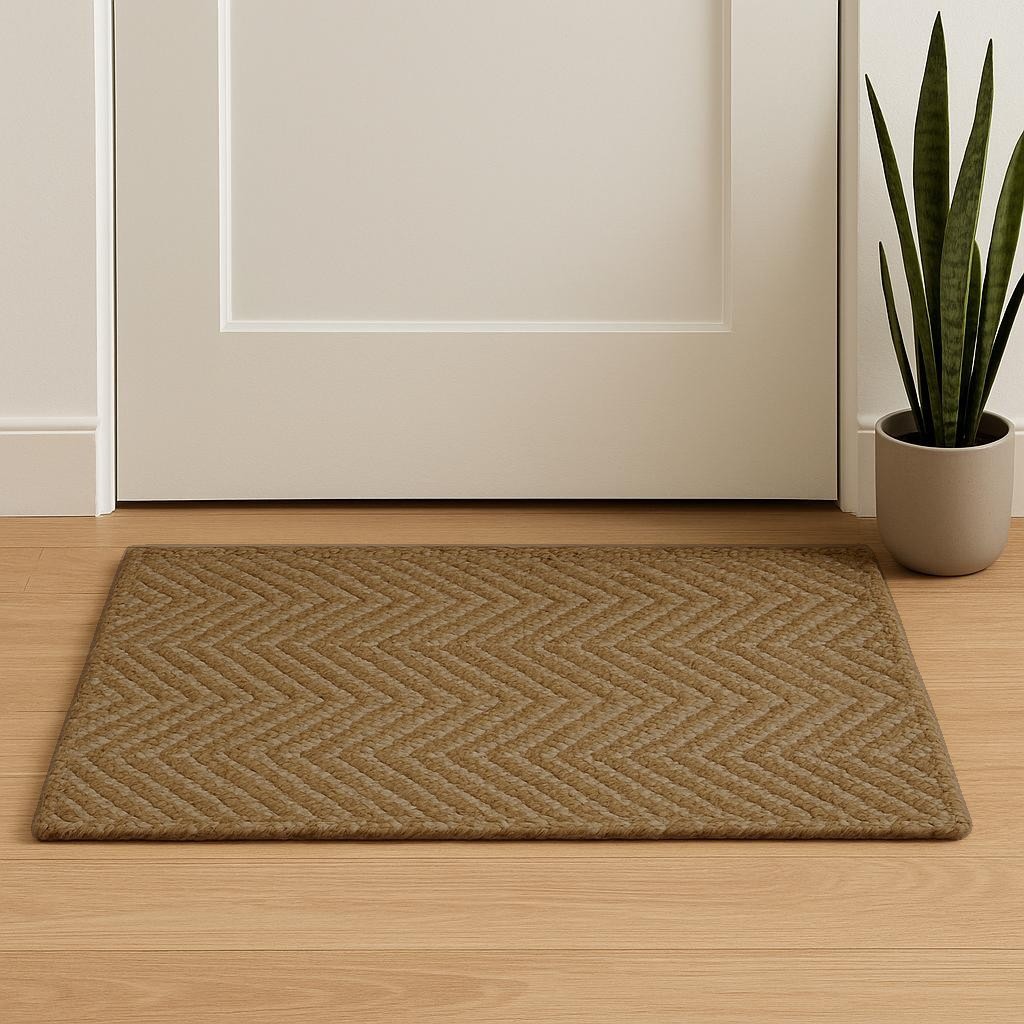 642832 2 x 3 ft. Beige & Brown Jute Chevron Hand Woven Rectangle Area Rug