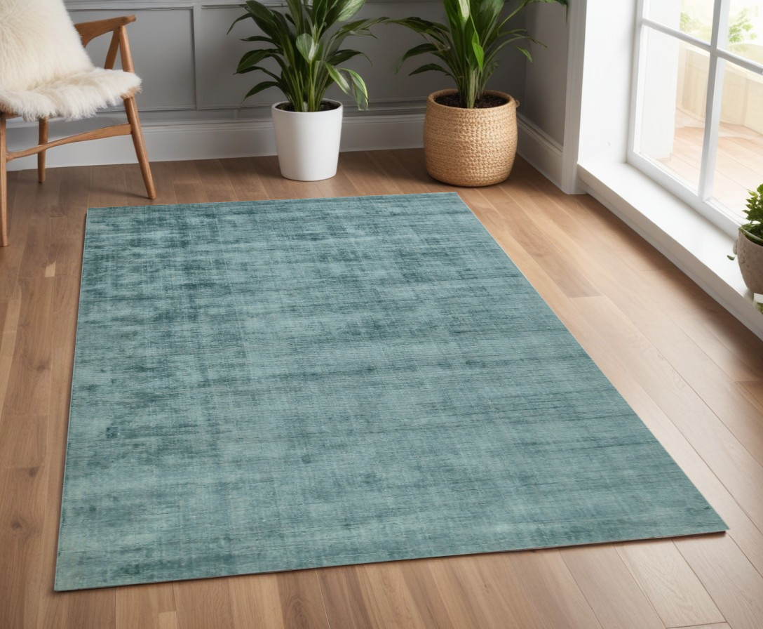 570213 4 x 6 ft. Sea Green & Light Blue Abstract Hand Woven Rectangle Area Rug