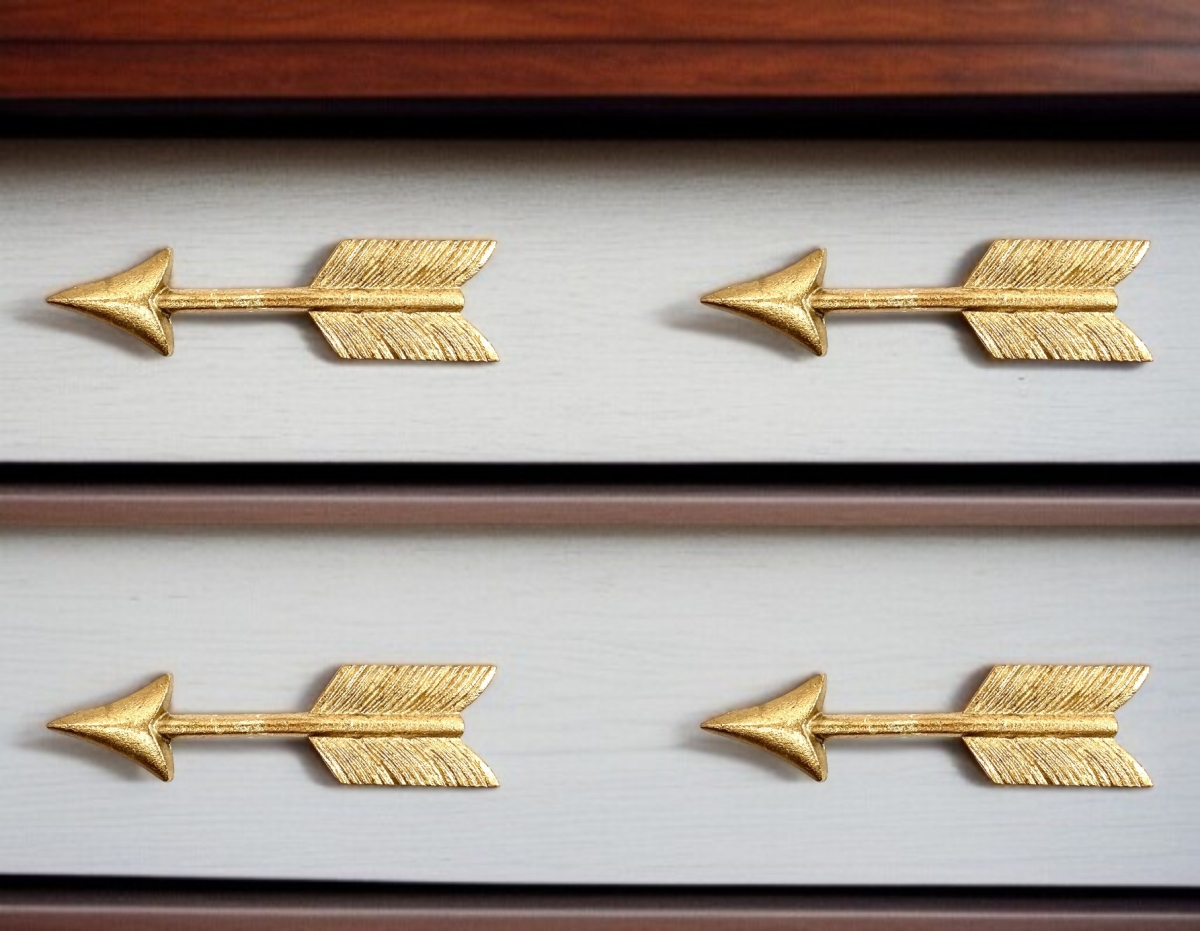 635772 Brass Cast Aluminum Arrow Drawer Pull Knobs - Set of 6