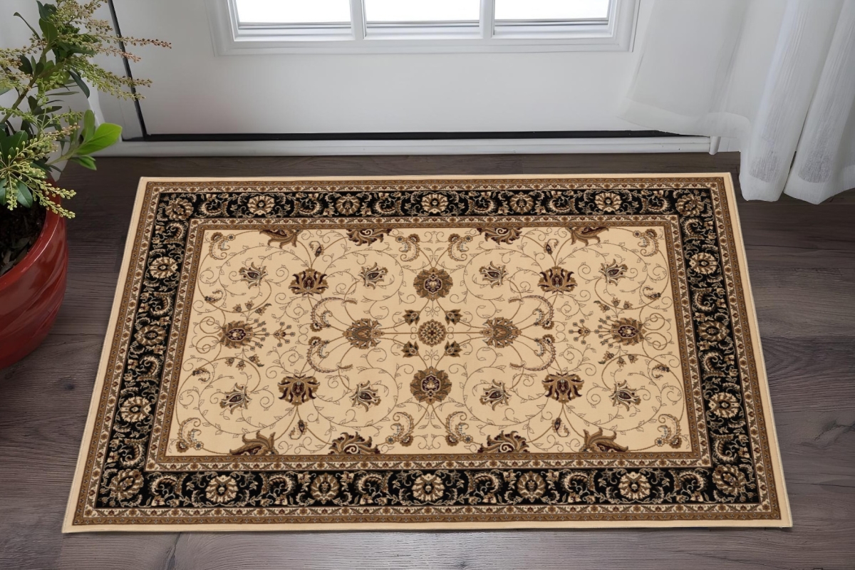 610344 2 ft. x 3 ft. Beige Black & Brown Oriental Area Rug