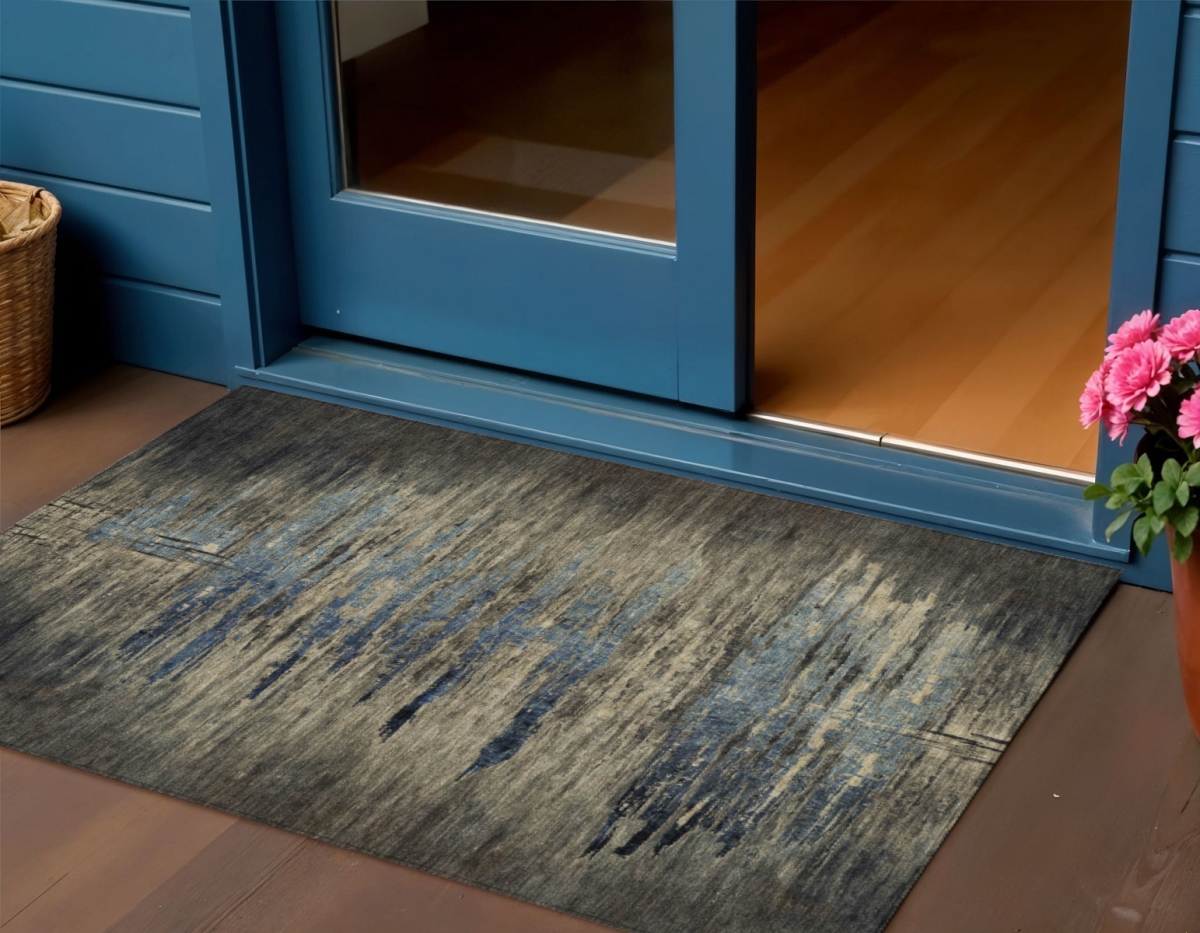 608850 3 x 5 ft. Coffee Abstract Washable Indoor & Outdoor Rectangle Area Rug
