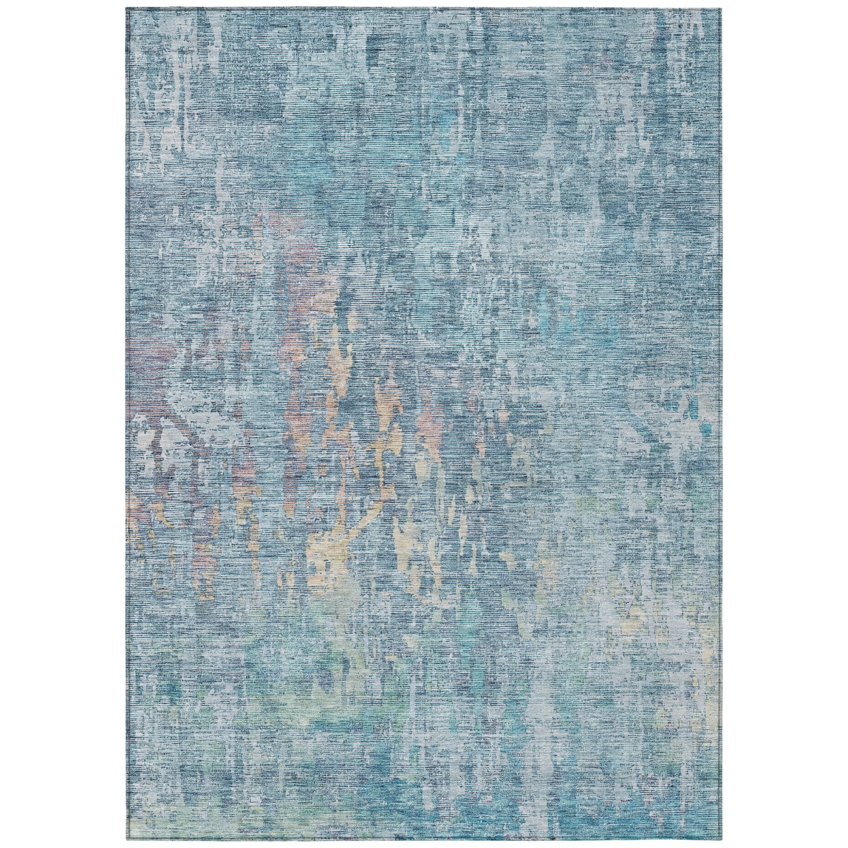 607863 8 x 10 ft. Blue Abstract Washable Indoor & Outdoor Rectangle Area Rug