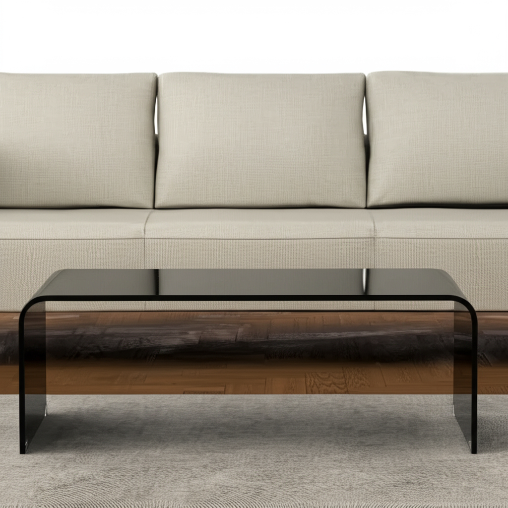 554280 24 in. Black Glass Sled Coffee Table
