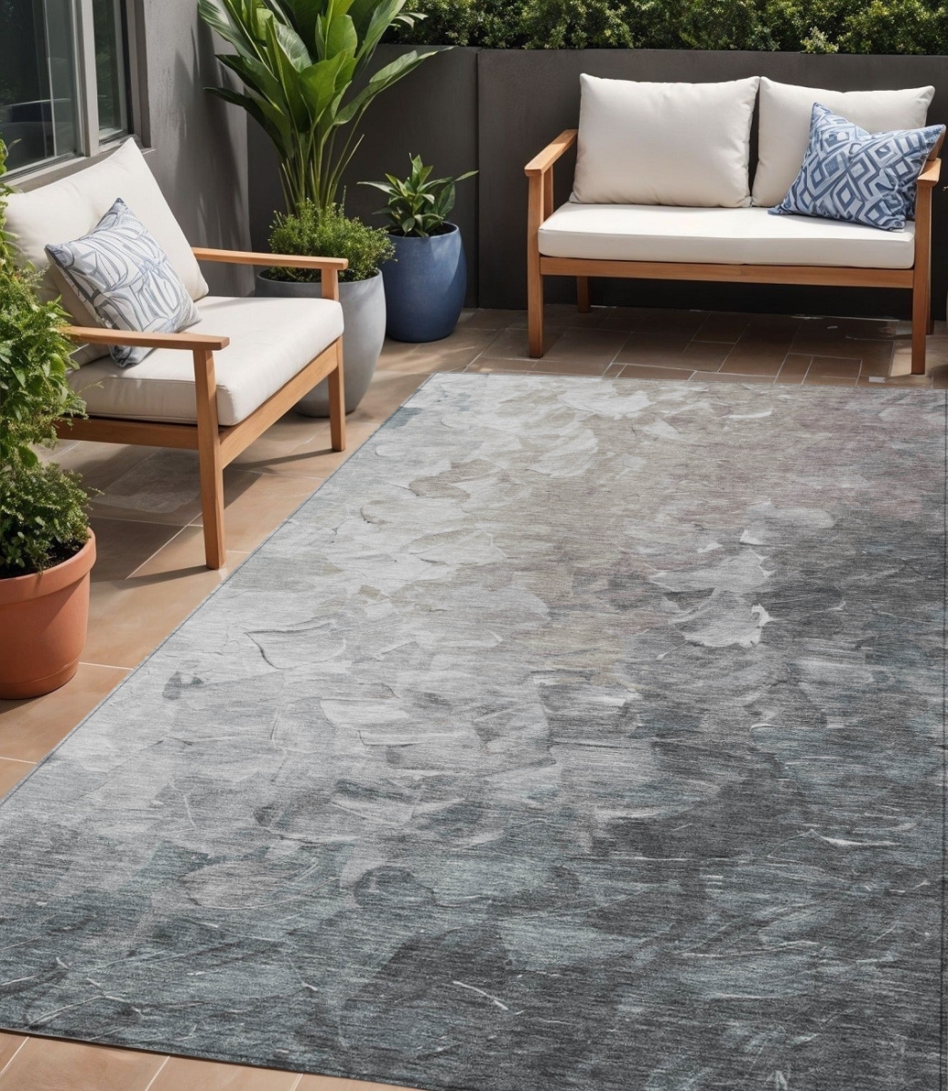 617372 5 x 8 ft. Taupe Brown & Silver Abstract Washable Indoor & Outdoor Rectangle Area Rug
