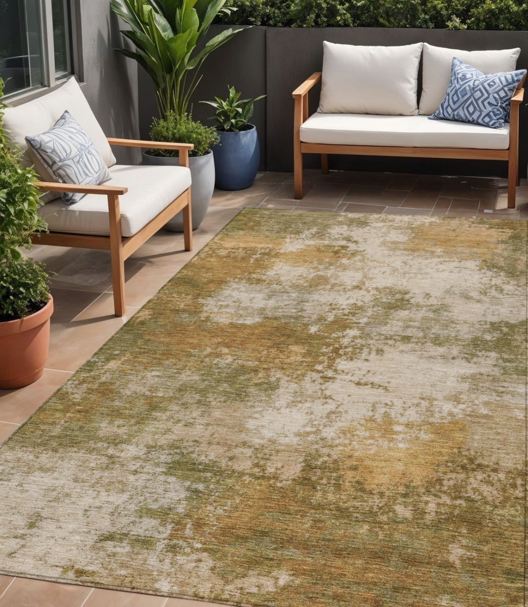 630622 5 x 8 ft. Copper & Ivory Abstract Washable Indoor & Outdoor Rectangle Area Rug