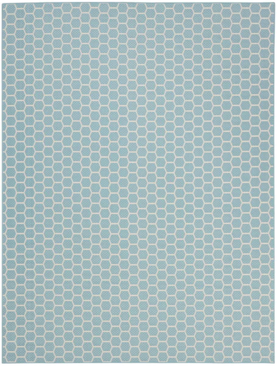 556305 8 x 10 ft. Aqua & Ivory Geometric Indoor & Outdoor Rectangle Area Rug