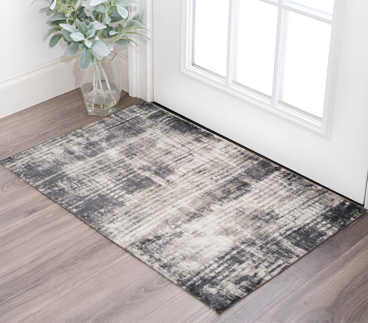 571148 2 x 3 ft. Gray & Ivory Abstract Rectangle Area Rug