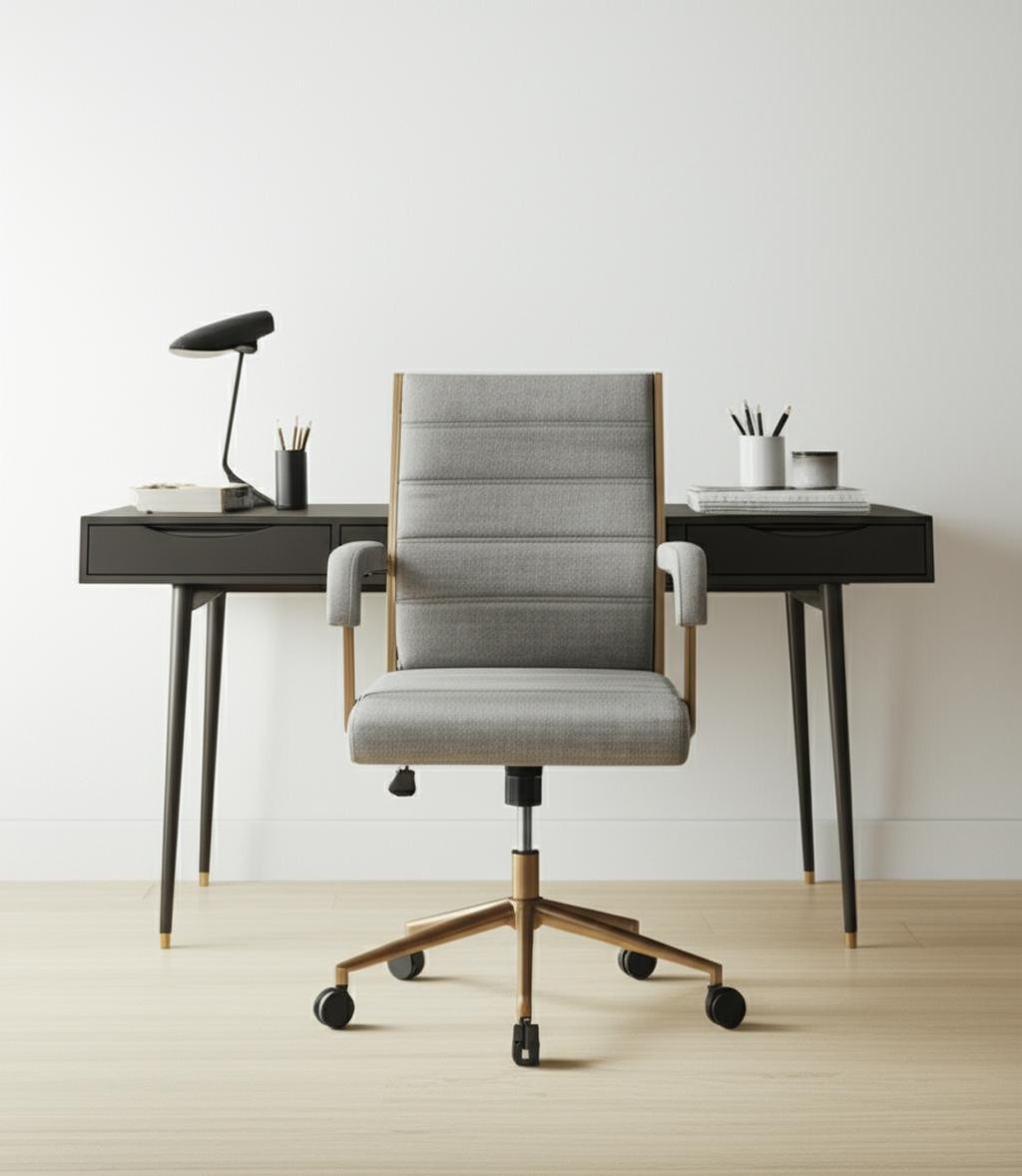 571400 Gray & Bronze Adjustable Height Swivel Rolling Office Chair