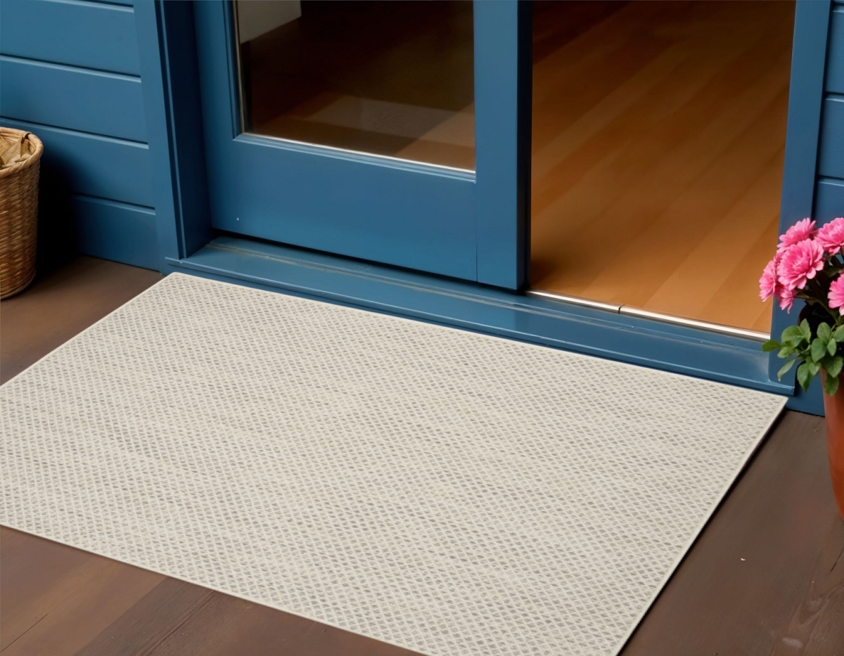 554896 3 x 5 ft. Ivory & Silver Geometric Indoor & Outdoor Rectangle Area Rug