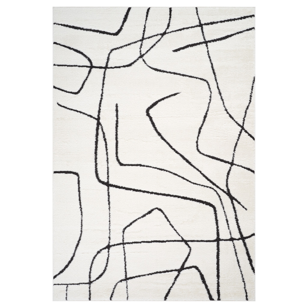 571154 2 x 3 ft. Ivory & Black Abstract Rectangle Area Rug