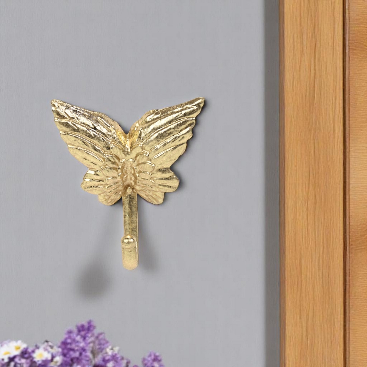 612076 5 in. Gold Cast Iron Butterfly Wall Hook