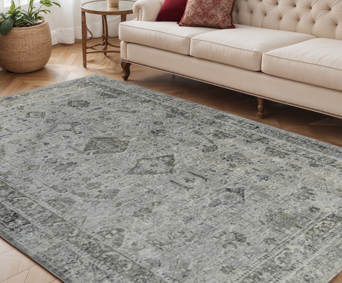 570830 5 x 8 ft. Gray & Charcoal Medallion Rectangle Area Rug