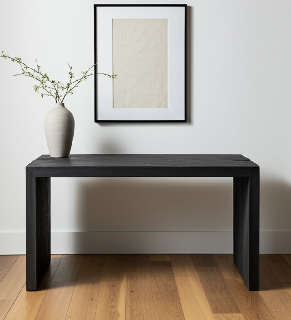 608138 56 in. Graphite Reclaimed Wood Sled Writing Desk