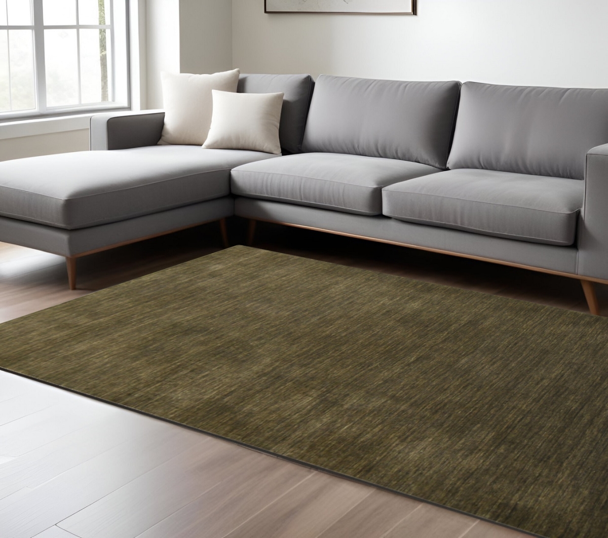 570635 10 x 14 ft. Brown Wool Hand Woven Rectangle Area Rug