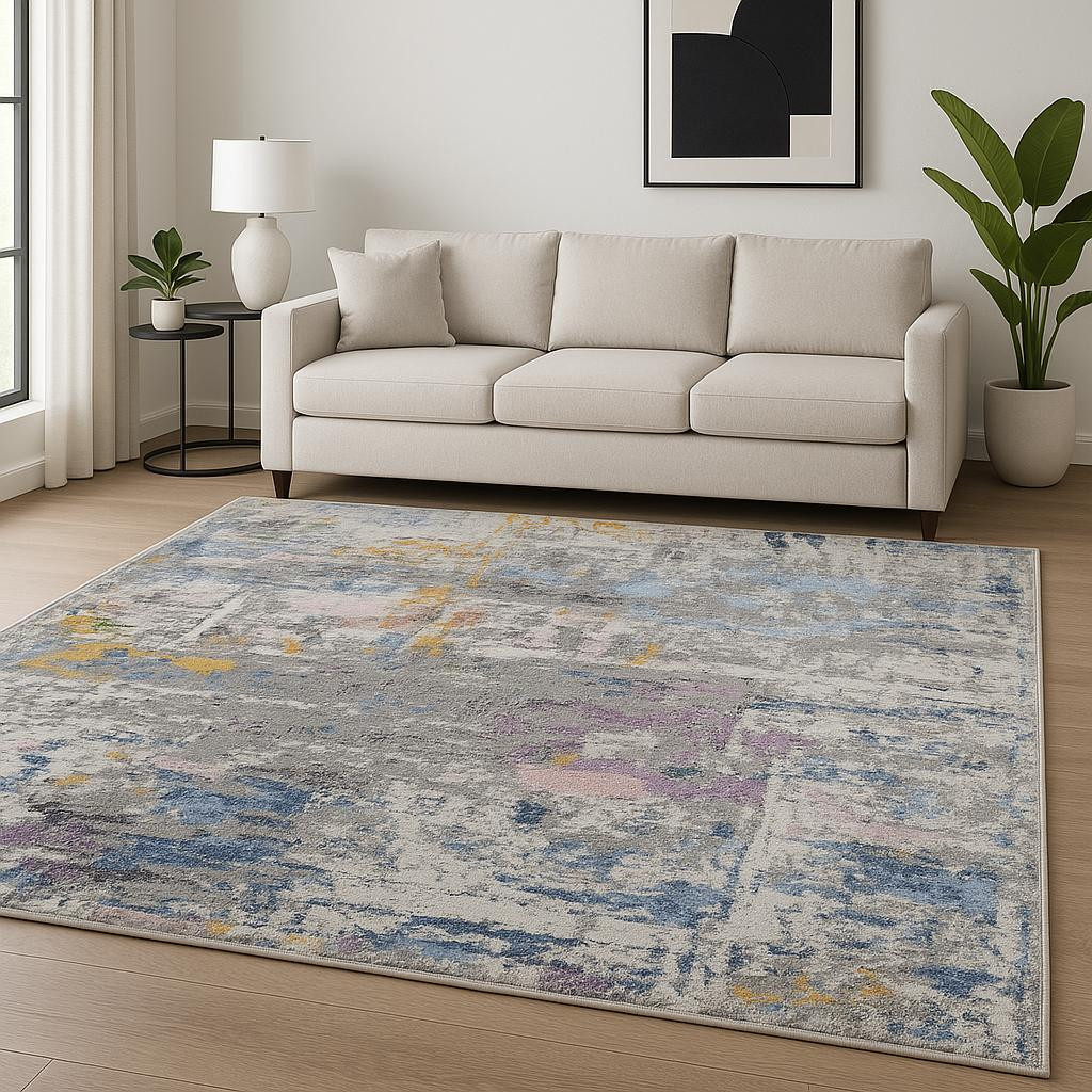 569473 8 x 10 ft. Blue Abstract Hand Knotted Rectangle Area Rug