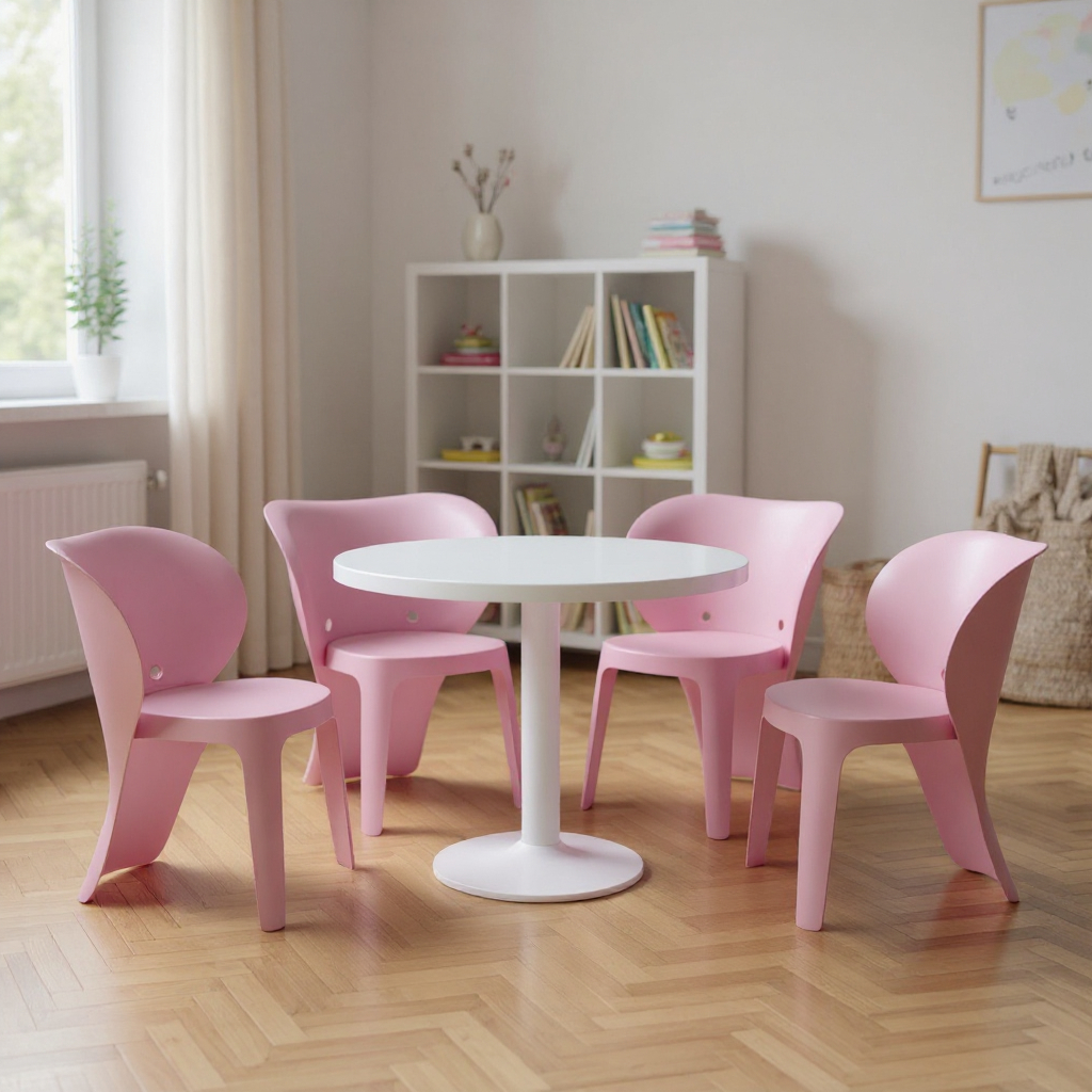 554659 Pink Heavy Duty Plastic Juvenile Chairs - Set of 4