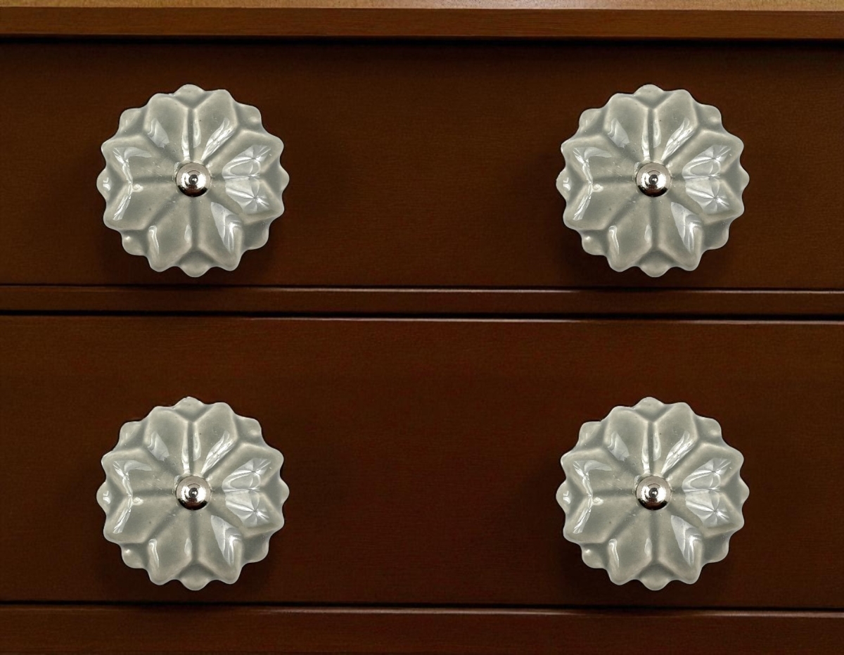 635763 Gray Ceramic Drawer Pull Knobs - Set of 6