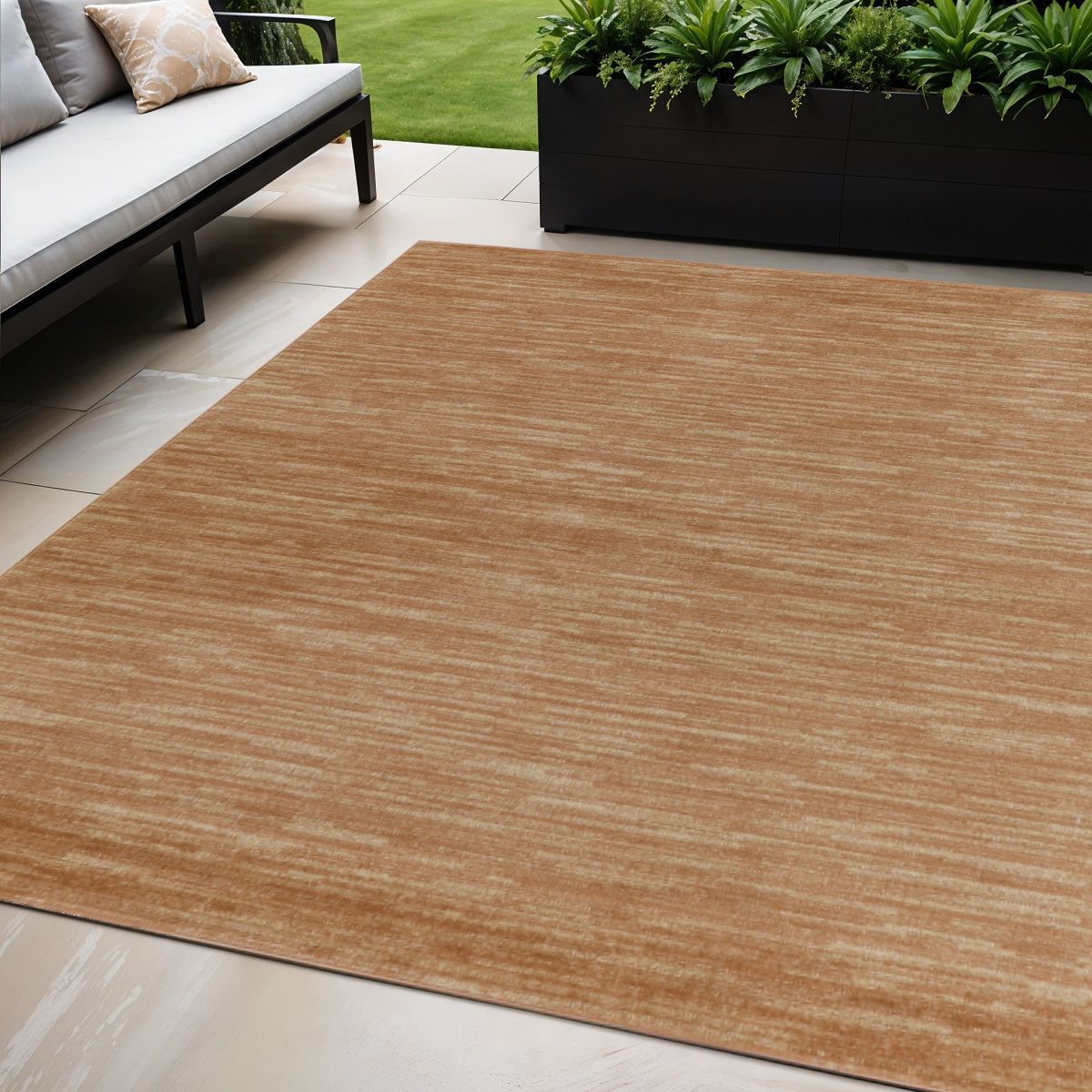 572640 5 x 7 ft. Abstract Indoor Outdoor Rectangle Area Rug, Rust