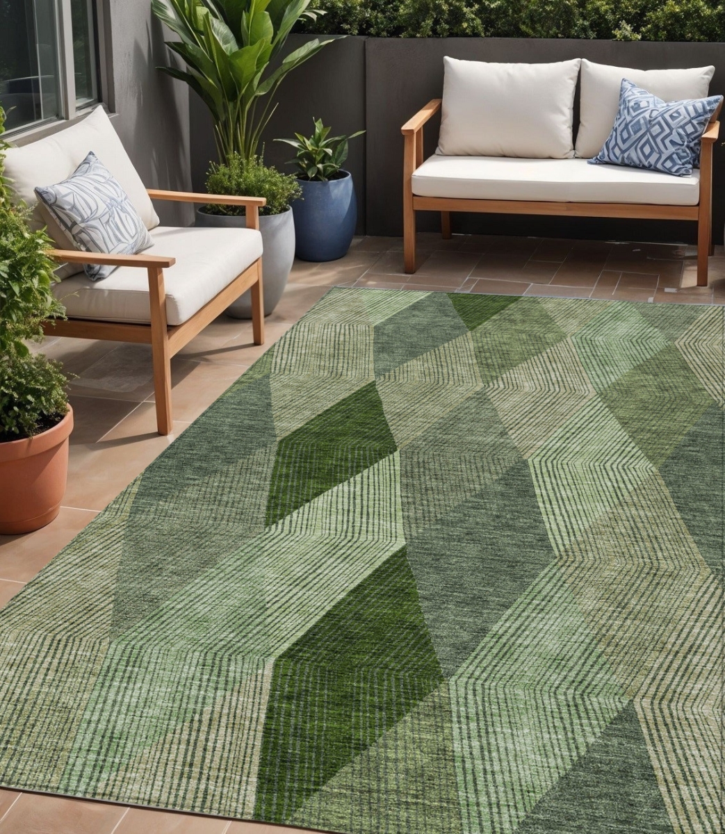 613688 5 x 8 ft. Green Mint Green & Sage Argyle Washable Indoor & Outdoor Rectangle Area Rug