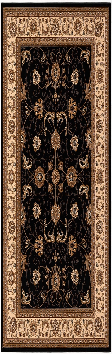 635297 6 ft. Beige & Black Oriental Runner Rug