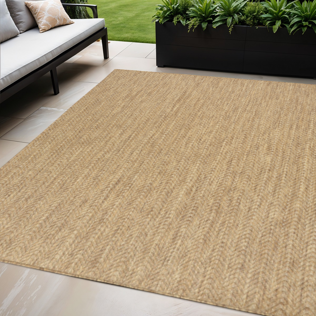 572784 5 x 7 ft. Natural Geometric Indoor & Outdoor Rectangle Area Rug