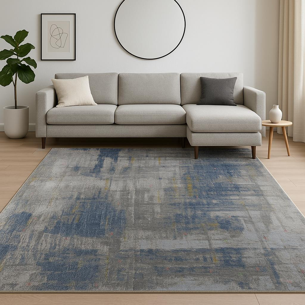 569465 8 x 10 ft. Blue Abstract Hand Knotted Rectangle Area Rug