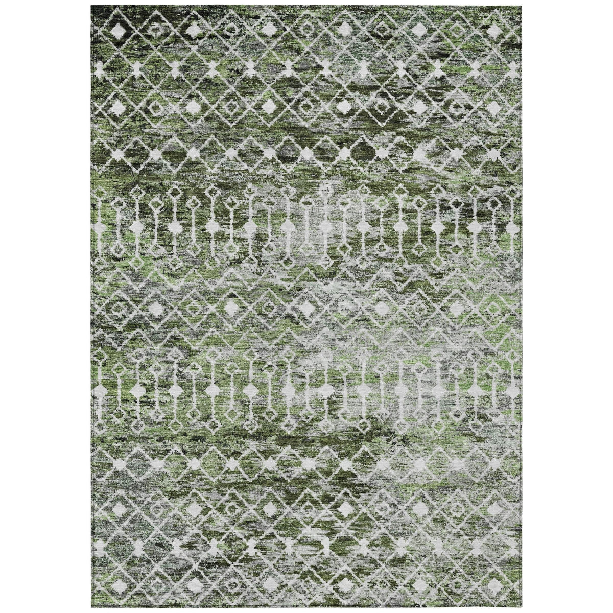 615810 9 x 12 ft. Olive Green & Ivory Argyle Washable Indoor & Outdoor Rectangle Area Rug