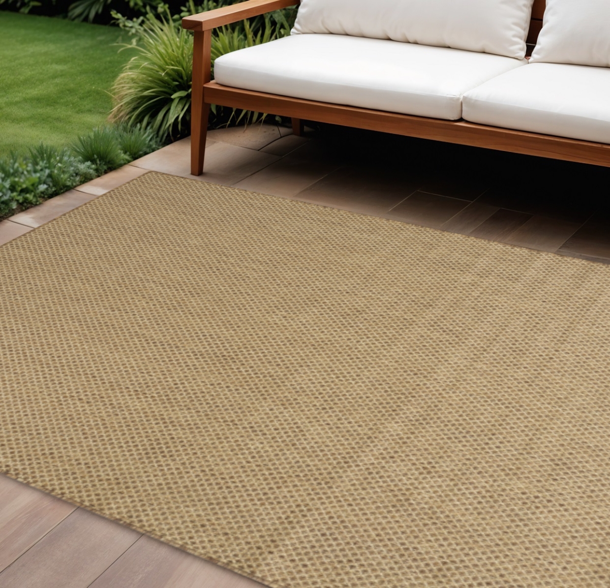 572670 8 x 10 ft. Tan Geometric Indoor & Outdoor Rectangle Area Rug