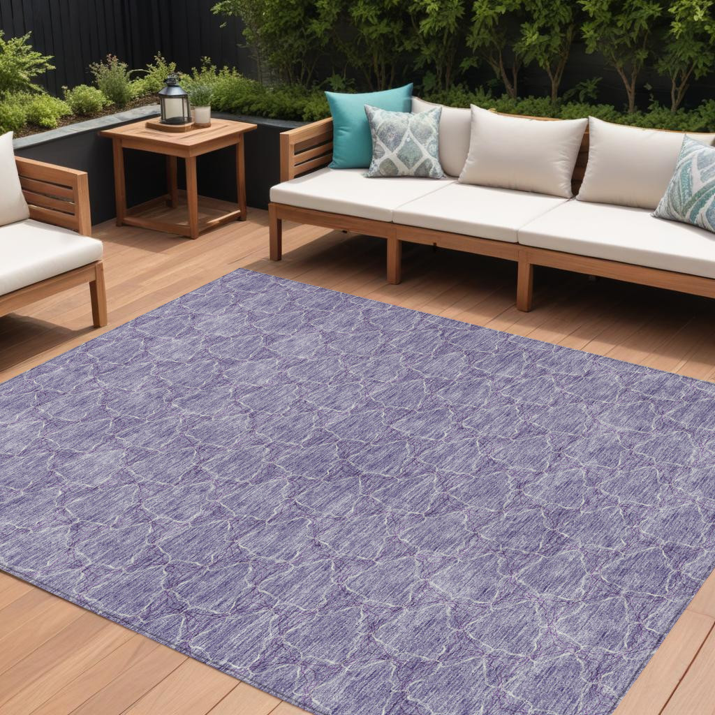 613564 9 x 12 ft. Lavender & Ivory Geometric Washable Indoor & Outdoor Rectangle Area Rug