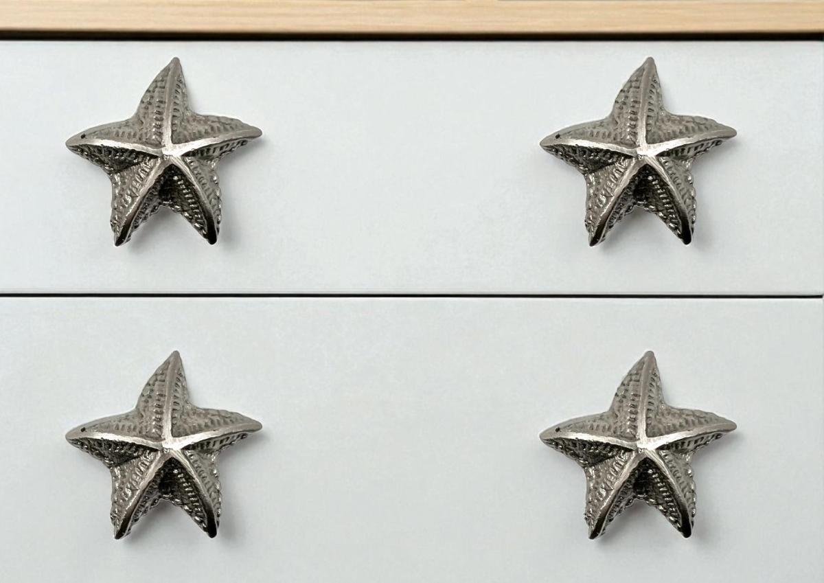 635777 Silver Iron Starfish Drawer Pull Knobs - Set of 6